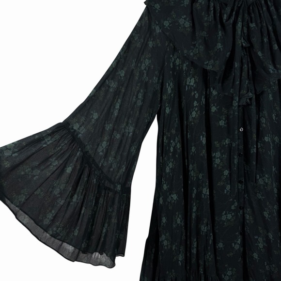 Zara Disco Forest Floral Ruffle Knee Length Dress Sz M - Picture 5 of 9